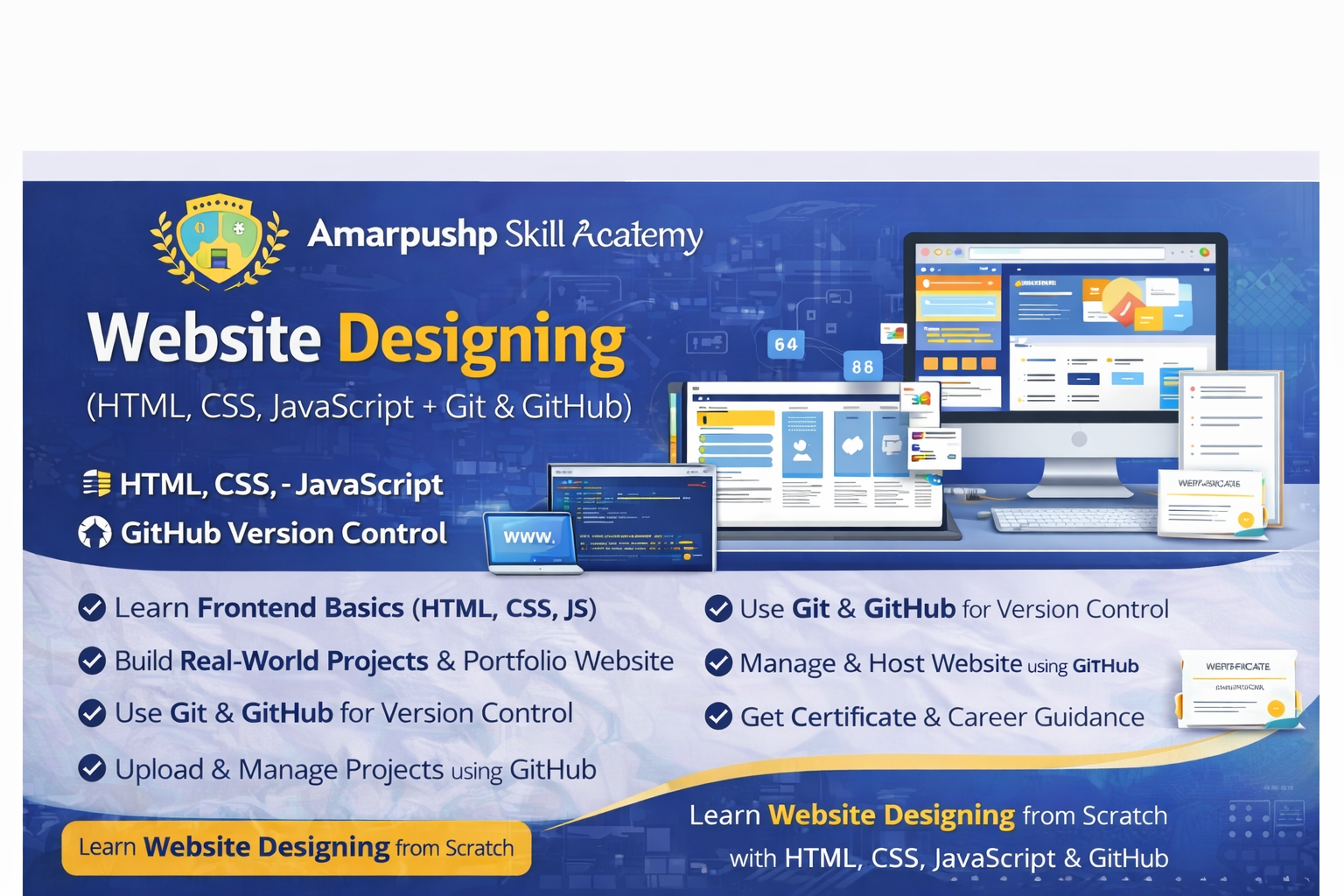 Website Designing Course (HTML, CSS, JavaScript + Git & GitHub)